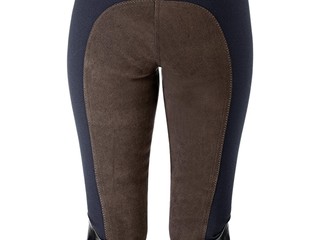 bryczesy Equilibre Super-Stretch Two Tone, r. 42, granatowo-brązowe, pełny lej, damskie, jak nowe