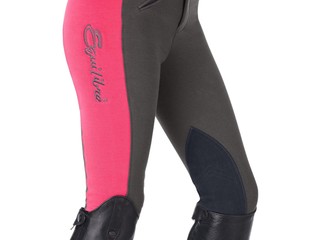 bryczesy Equilibre Cora, r. 146 cm, szaro-różowe, lej kolanowy, młodzieżowe, bdb