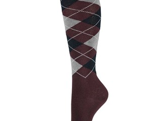 podkolanówki Steeds Argyle, r.40-43, bordowo - szare, NOWE