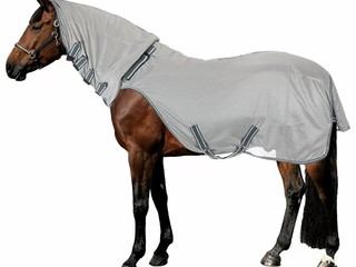 derka siatkowa Thermo Master Paran, r. 155 cm, spacerowa, szara, z kapturem, jak nowa, z wadą