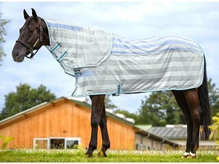 derka Thermo Master, szaro-niebieska, r. 135 cm, chłodząca, siatkowa, z kapturem, stan bdb