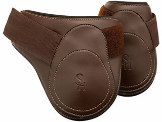 ochraniacze Showmaster Exclusive, r. COB, skokowe, para tył, 2 szt, brązowe, skóra ekologiczna, nowe