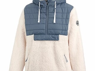 kurtka, bluza Steeds Lexi, r. S biało- niebieska, z kapturem, z pluszowego futra, bdb