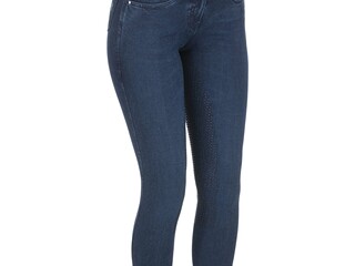 bryczesy Felix Buhler Helene, r. 44, jeansowe, niebieskie, pełny lej, używane z wadą