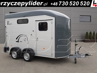 PU-030 używana przyczepa do przewozu 2 koni, Multimax 2D, siodlarnia stała, podłoga alu, ściany alu, DMC 2500kg