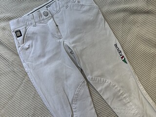 białe bryczesy equiline 36