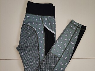 Bryczesy legginsy jeździeckie PK 34 zielone w centki