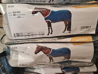 derka Felix Buhler Alice, r. 145 cm, 150 g, niebieska, 1000 DEN, padokowa, spacerowa, NOWA