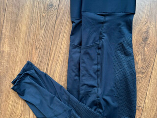 HKM legginsy jeździeckie bryczesy z wysokim stanem pełny lej sylikonowy 40/42 granatowe