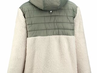 kurtka, bluza Steeds Lexi, r. XL, biało- zielona, z kapturem, z pluszowego futra, jak nowa