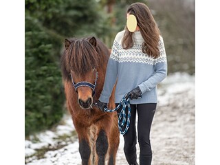 sweter Fengur Island, r. S , błękitny, damski, używany z wadą