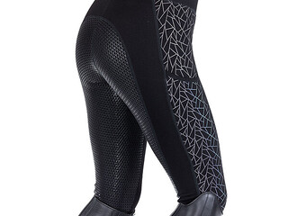 bryczesy Steeds Holographic, czarne, r. 38, lej silikonowy, odblaskowe, NOWE