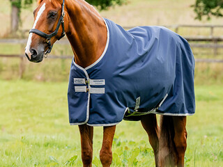 derka HORSEWARE AMIGO Ripstop 900 DEN, granatowa, r. 155 cm, 50 g, padokowa, z polarem, bdb