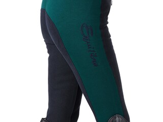 bryczesy Equilibre Cora, r. 176 cm , czarno- zielone, lej kolanowy, młodzieżowe, bdb z wadą