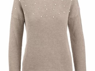 sweter Felix Buhler Clara , r. XS , beżowy, damski, z perełkami, bdb