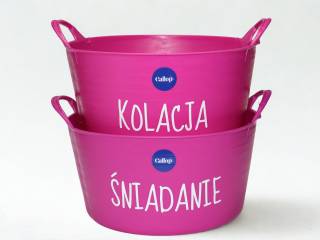 Zestaw 2 misek 14L Śniadanie i Kolacja, różowe, pojemniki na paszę dla koni