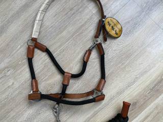 Kantar Kavalkade Cavo Rope Halter + uwiąz – cognac/black – FULL