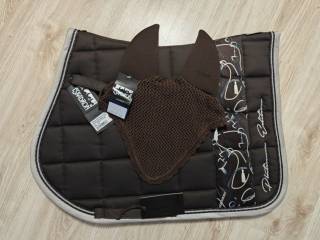 Zestaw czaprak i nauszniki full eskadron skokowy vs brazowy