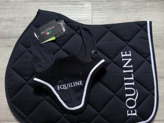 Zestaw czaprak i nauszniki Equiline Full skokowy vs granat