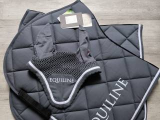 Zestaw czaprak i nauszniki Equiline Full szary