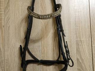 Ogłowie FULL czarne ozdobny naczółek