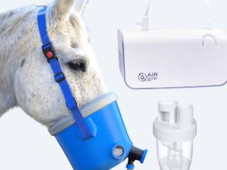 Kompletny NIEBIESKI zestaw do inhalacji dla koni, maska Cre-Mist