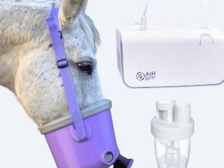 Zestaw do inhalacji koni, maska CRE-MIST w kolorze lawendowym