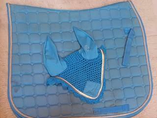 Czaprak i nauszniki - niebieski zestaw