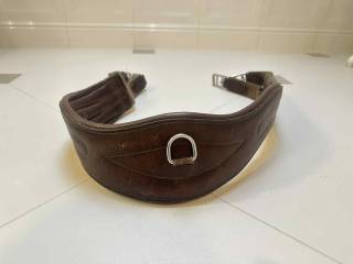 Popręg skórzany 120 cm z gumami