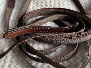 Lonża do lonżowania 6 m – gumowana, z oznaczeniami ze skóry | Chestnut Bark | Silver Star