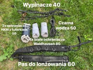 Wypinacze, ochraniacze, czarna wodza, pas do lonzowania