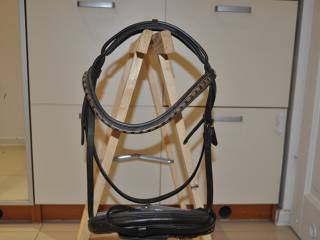 ogłowie Claridge House, brązowe, r. COB, skórzane, złote okucia, z ćwiekami, niekompletne