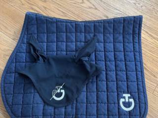 Czaprak Diamond Quilted Jers. Granatowy FULL plus nauszniki