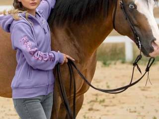 bluza ranch - X Tammy, r. M, fioletowa, z kapturem, używana z wadą