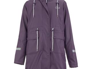 płaszcz Steeds Sealy, r. 146/152, fioletowy, ocieplany, z futrem, wodoodporny, bdb
