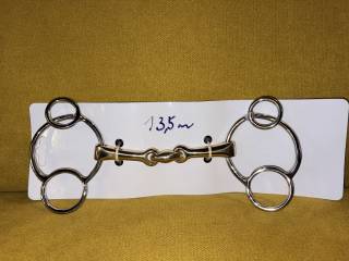 Wędzidło wielokrążek 3-pierścienie, cyganka argentan podwójnie łamany - Balotade 13,5 cm