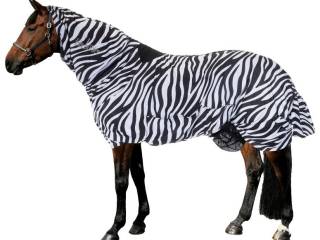 derka Felix Buhler Zebra Gibson II, r. 125 cm, letnia, egzemowa, przeciw owadom, UV 97 %+, z kapturem łączonym, bdb