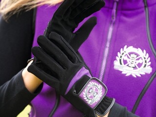 rękawiczki Equi Theme TechnicalWear, z fioletem, zielenią, r. XL, NOWE