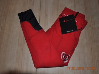 bryczesy Covalliero Bali, r. 140 cm, czerwone, dziecięce, lej kolanowy silikonowy, NOWE