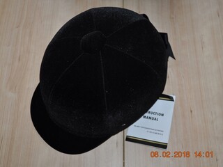 kask WLT, czarny, welurowy, r. 57 cm, NOWY
