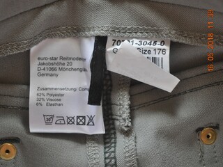 bryczesy Euro Star Easy Rider Yana, r. 176, szare (silver grey), pełny lej, młodzieżowe, NOWE