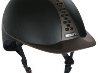 kask Pikeur "Pro Safe Classic", r. 63 cm, czarny, brązowy panel, NOWY